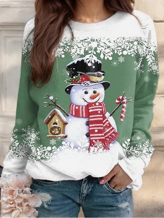 Christmas Snowman Print Sweatshirts