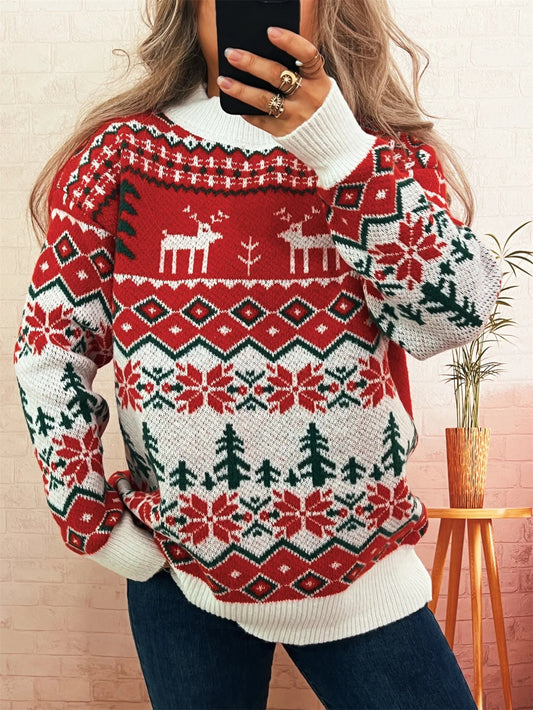 Christmas Cottagecore Long Knit Sweater