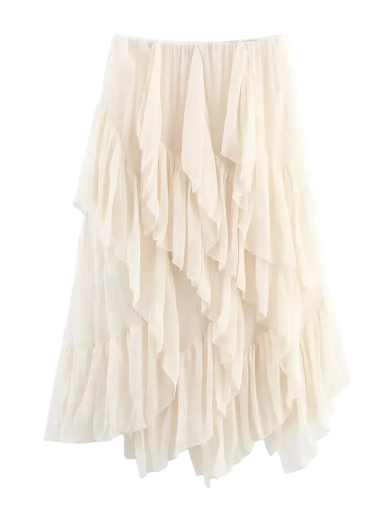 Layered Asymmetrical Midi Boho Skirt