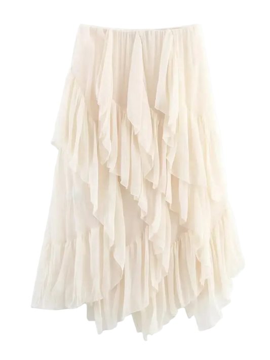 Layered Asymmetrical Midi Boho Skirt