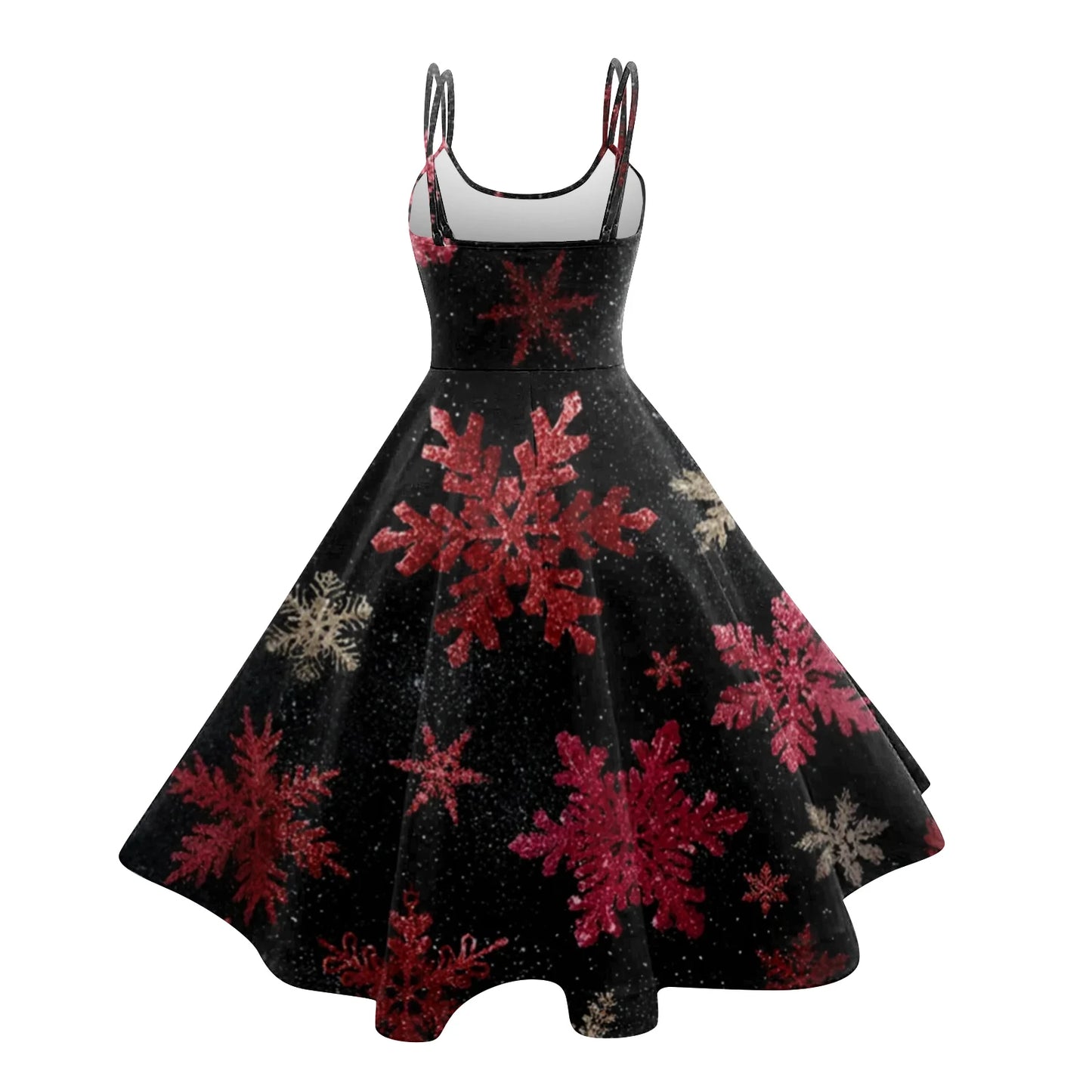Round Neck Polyester Christmas Print Women's Loose Dress