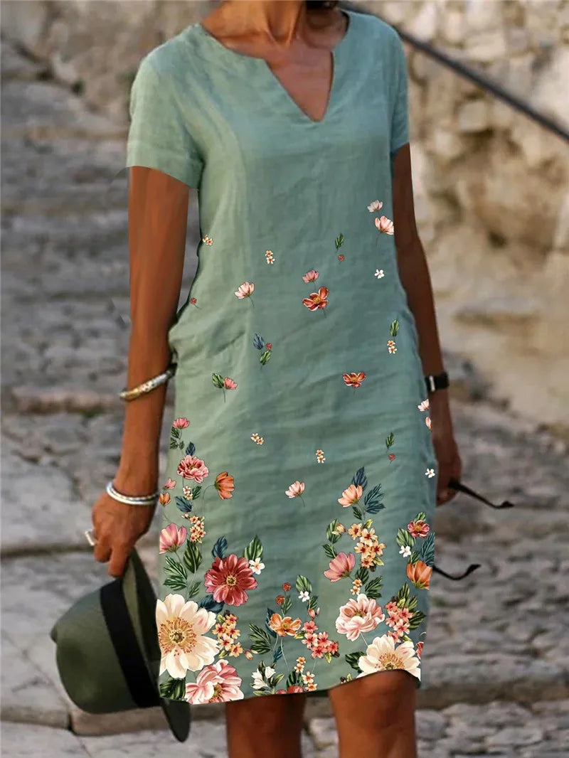 Summer Elegant Oversize V Neck Dress - Loose Beachwear