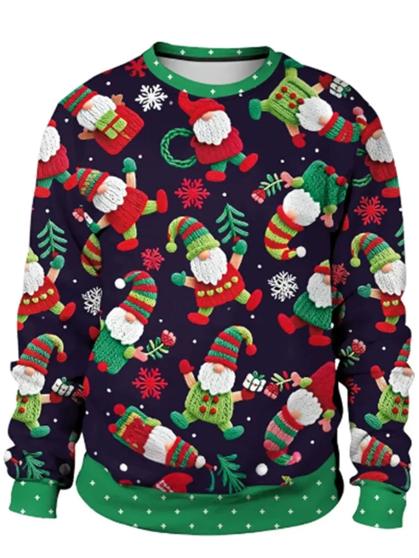 Ugly Christmas 3D Santa Elves Collage Printed Sweatshirt