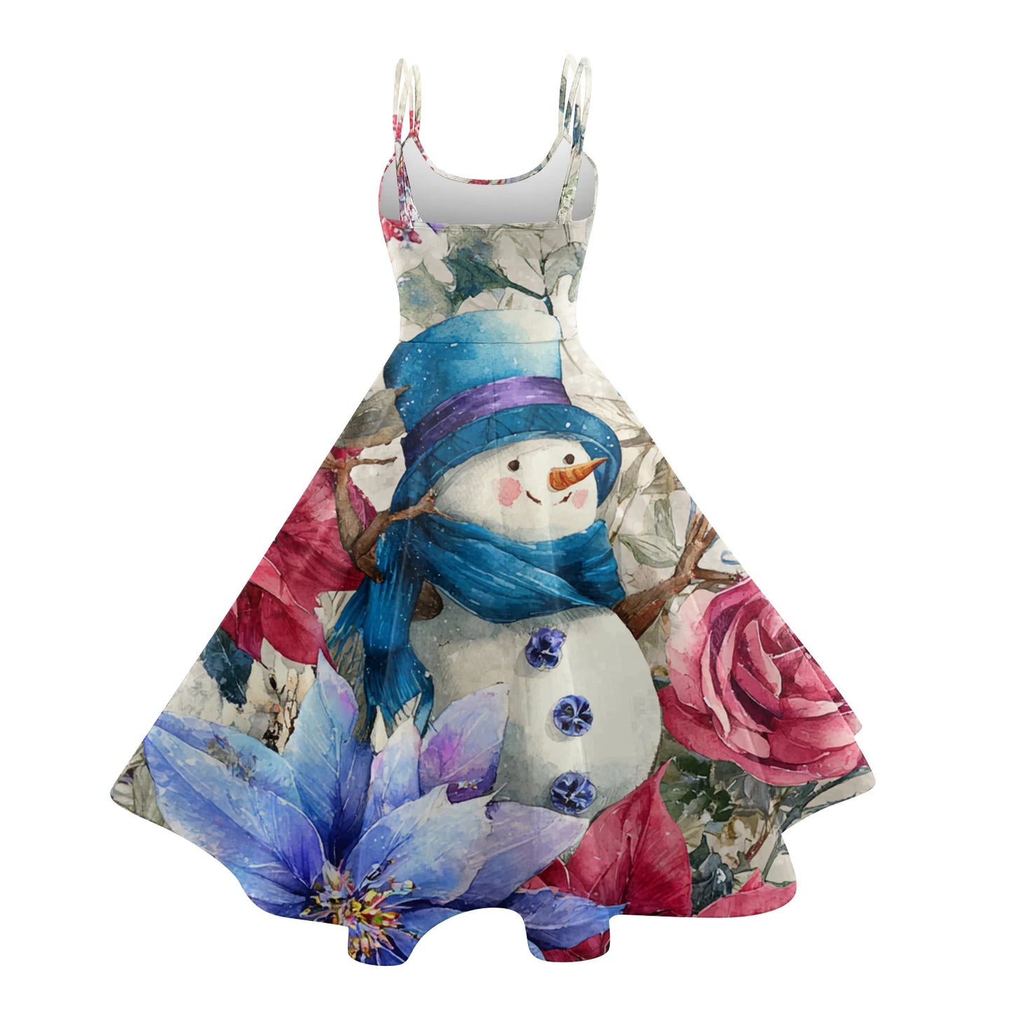 Slim Spaghetti Strap Christmas Polyester Dress Women's