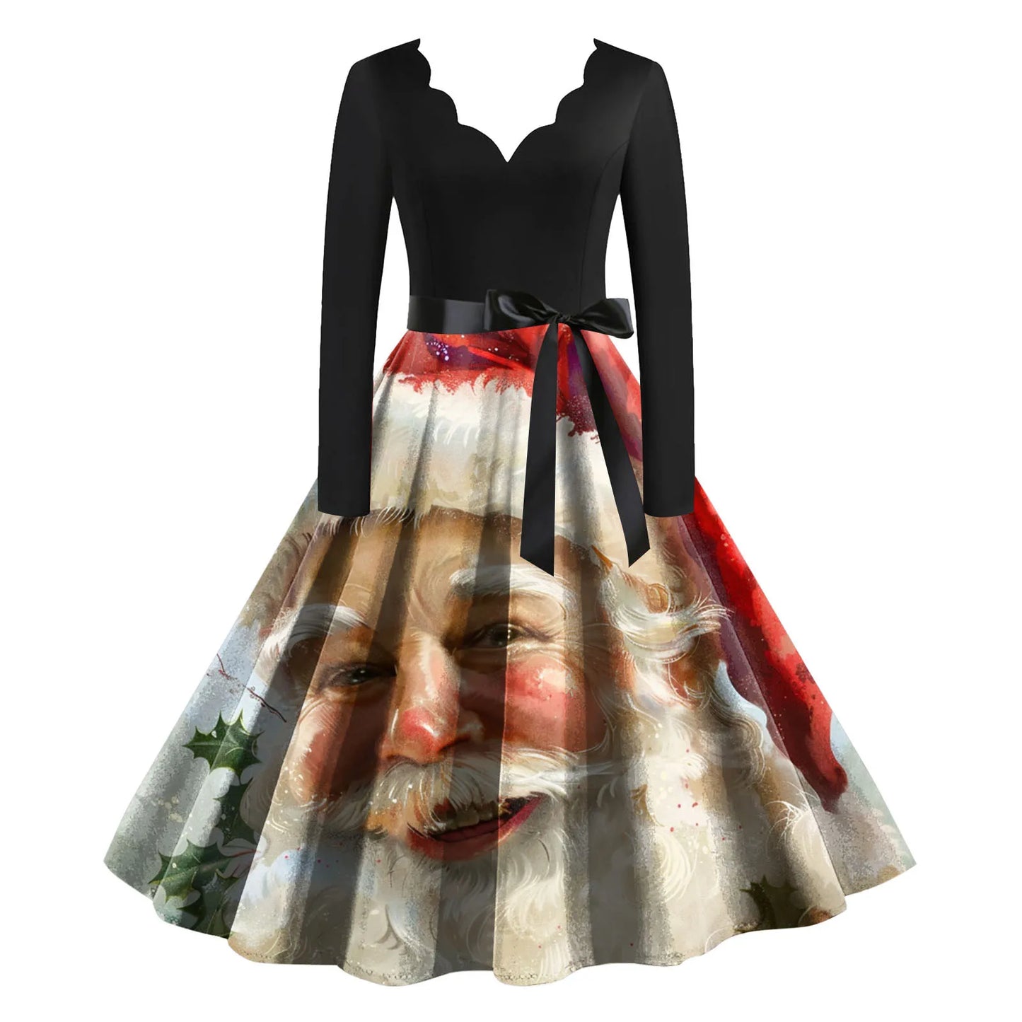 Women's A-Line Christmas Print Polyester Dress Regular