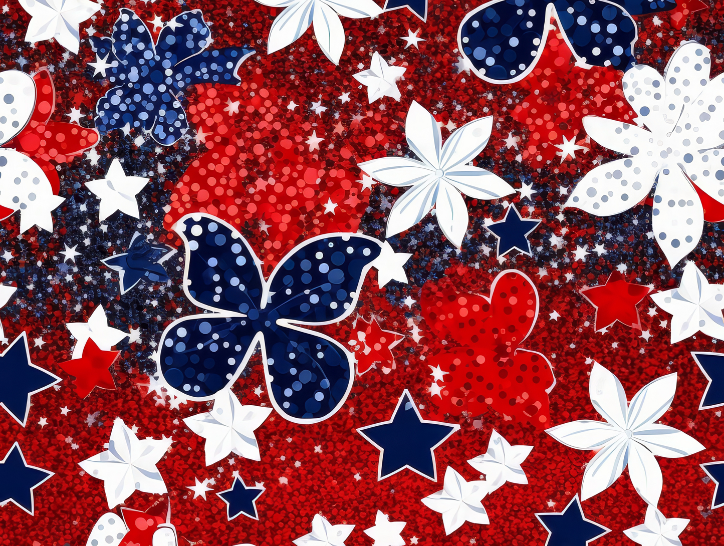 Sparkle Red White & Blue Stars with Daisies 40 oz Tumbler