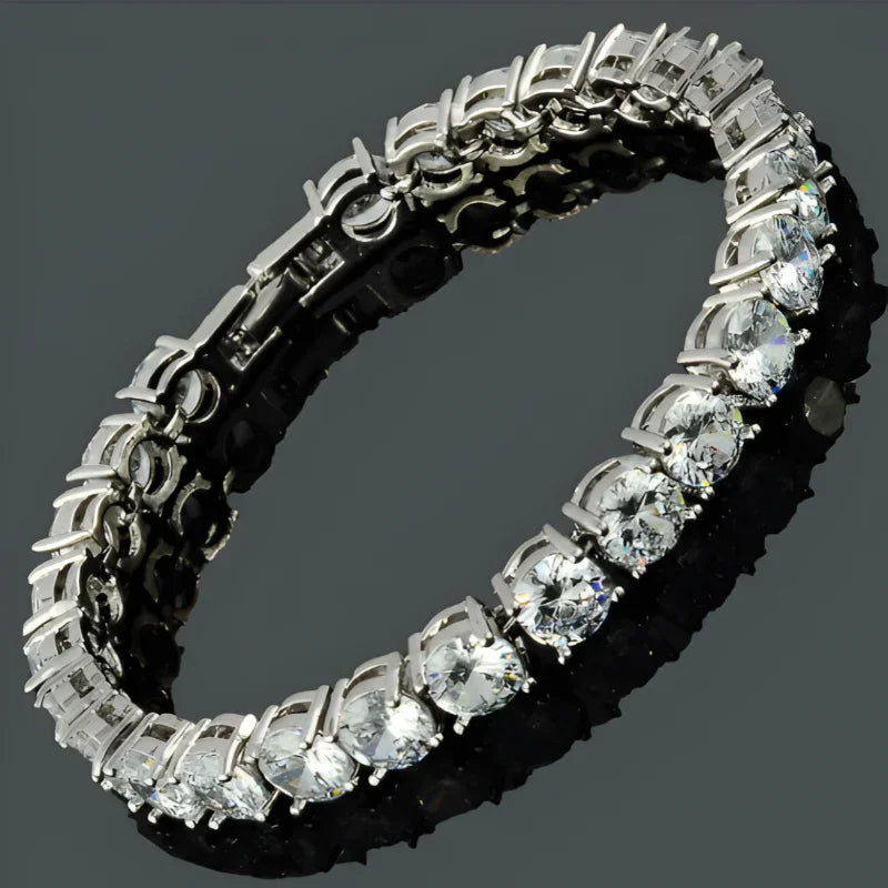 White Silver CZ Crystal Tennis Bracelet