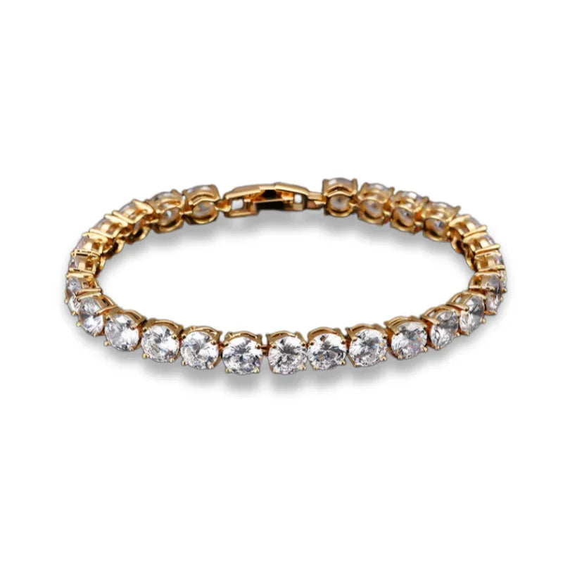 White Gold CZ Crystal Tennis Bracelet