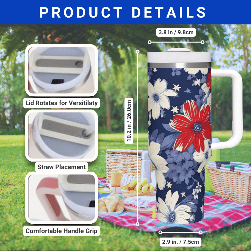 the product details for the travel mug