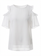 White Off Shoulder Chiffon Blouse