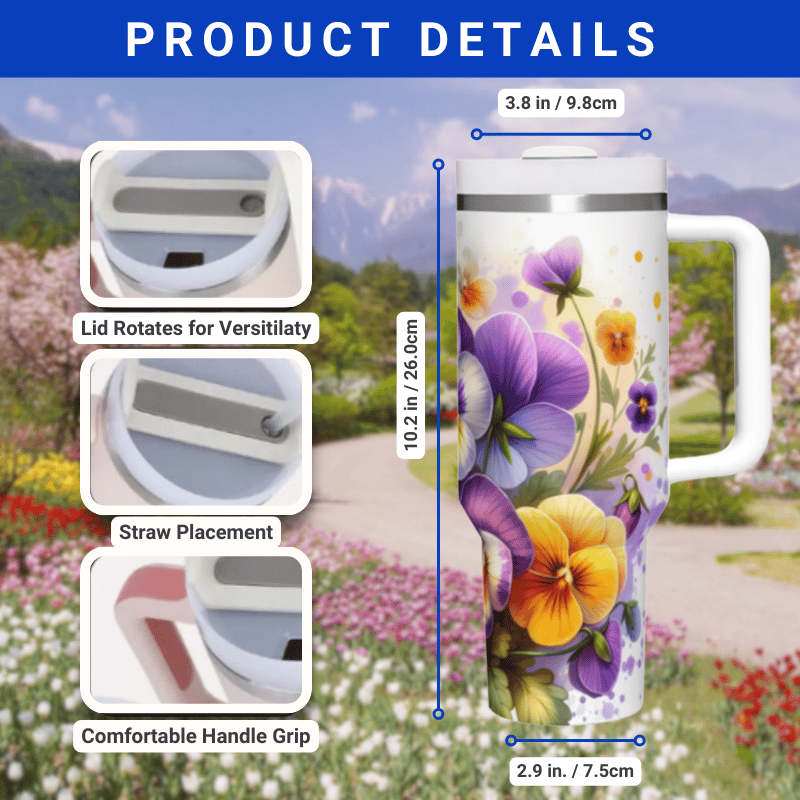 the product details of a travel mug