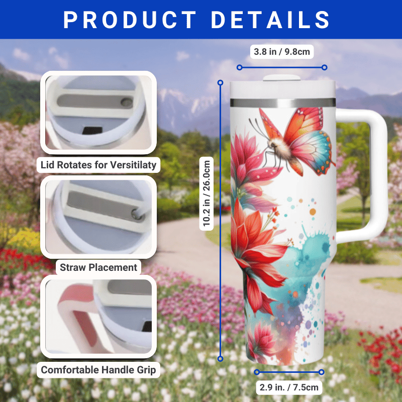 the product details for the travel mug